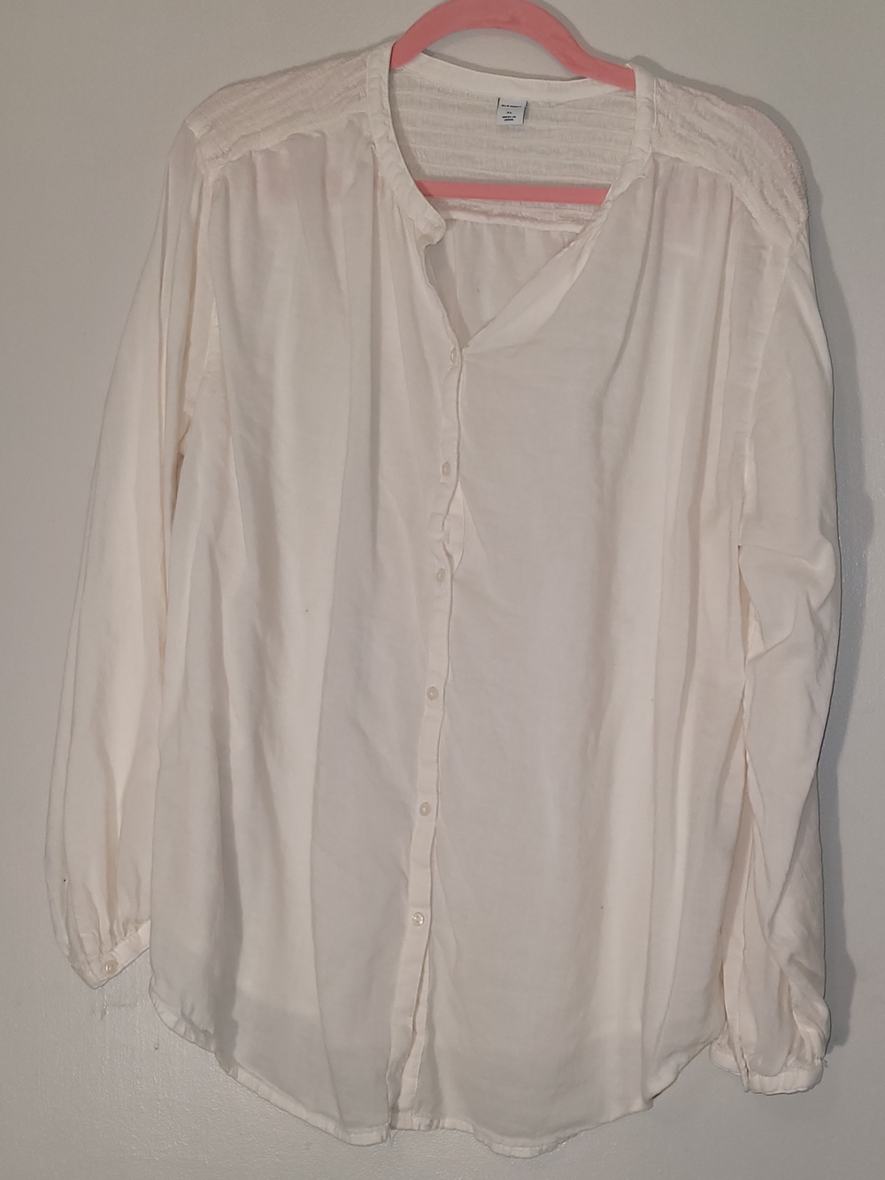 Old Navy Cream Button-Down Peasant Blouse
